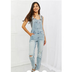 Judy Blue Overalls Womens Size M Melina Full Size Distressed Straight Leg Light